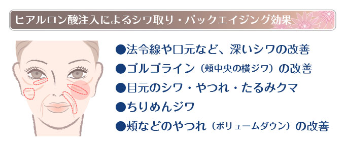 ヒアルロン酸によるシワ取り・バックエイジング効果