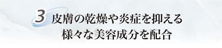 皮膚の乾燥や炎症を抑える様々な美容成分を配合