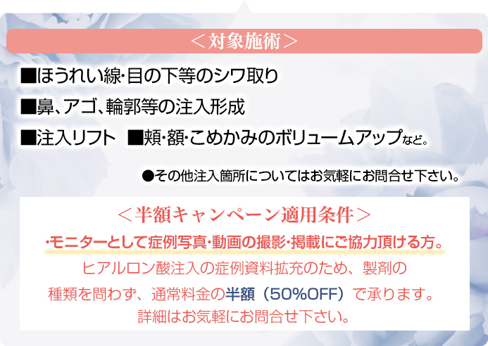 対象施術と半額キャンペーン適用条件
